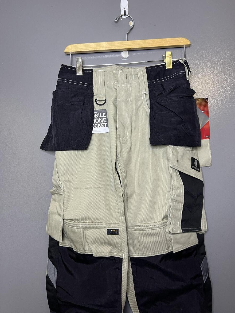 Mascot Cargo Pants Mens 29x32 Beige Bremen Reflective Workwear 14031-203-5509
